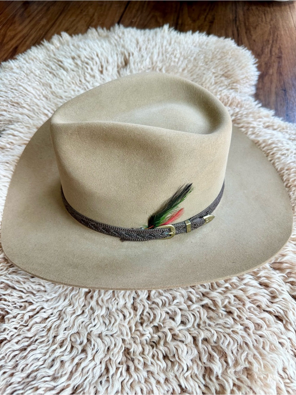 Vintage Stetson Heritage Collection 4X Beaver Hat Braided Band Feather 56/7 Men